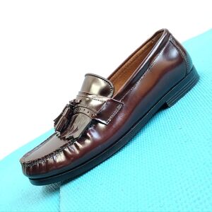 French Shriner Beltway Men's Burgundy Leather Dress Tassel Loafer Shoes Size 10